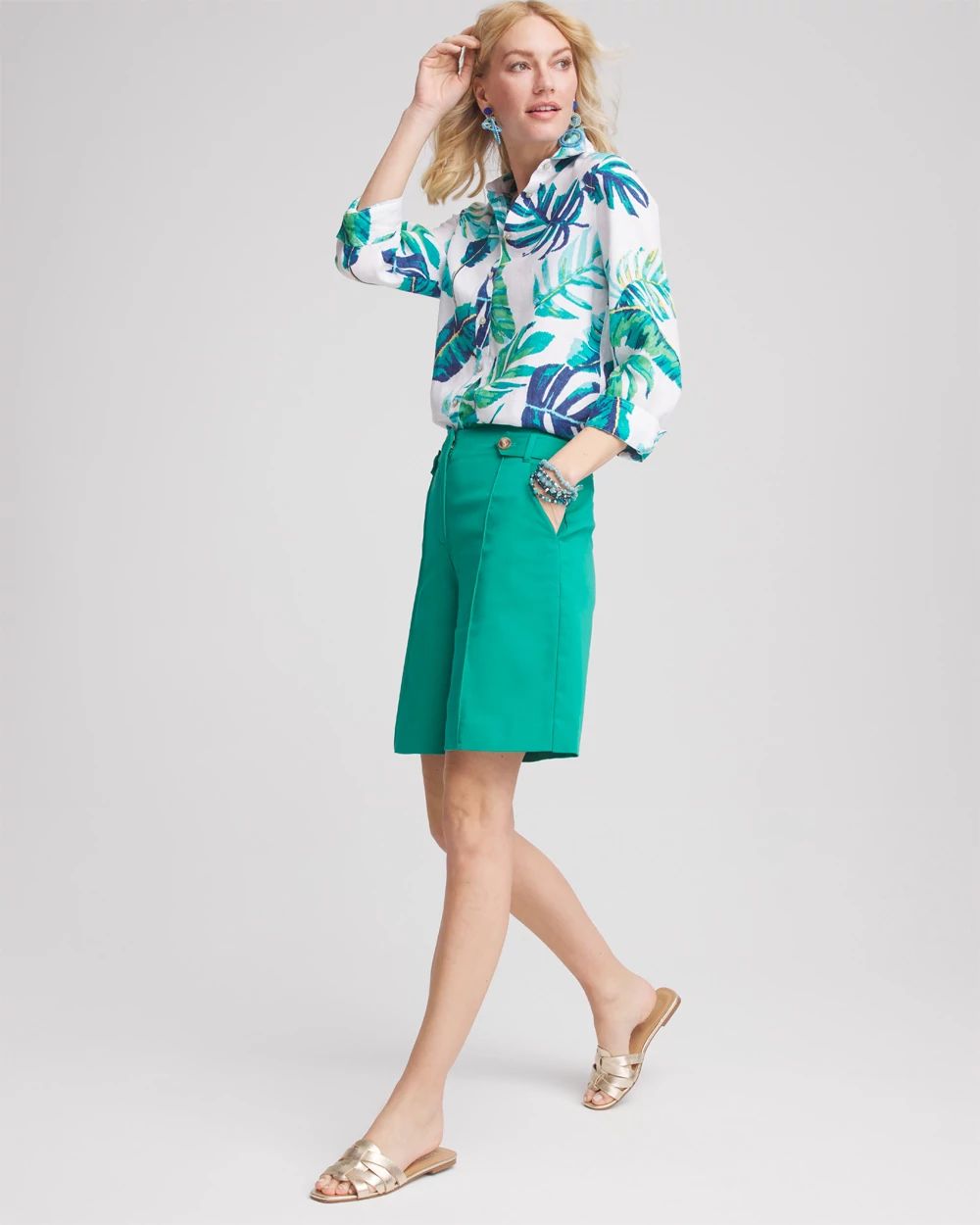 Sateen Tab-Front A-line Shorts