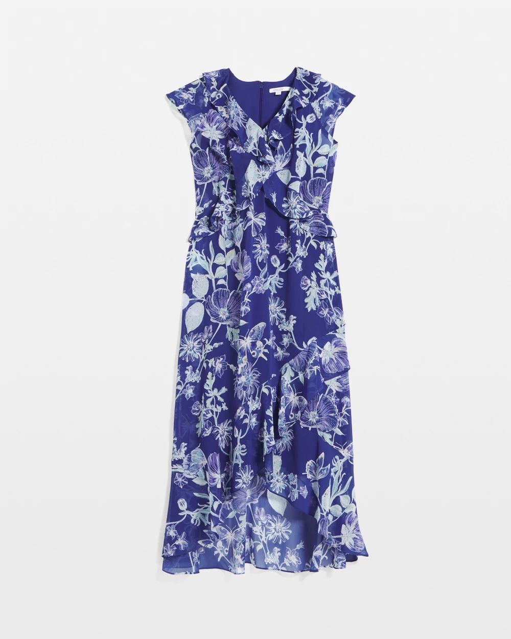 Fit and Flare Chiffon Ruffle Dress