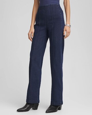 Pull-On Wide-Leg Trouser Jeans