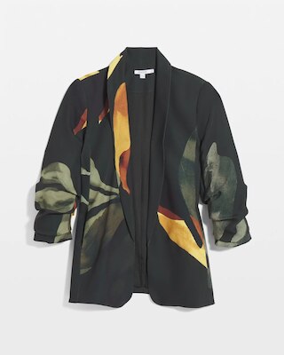 Ruched Sleeve Print Blazer click to view larger image.