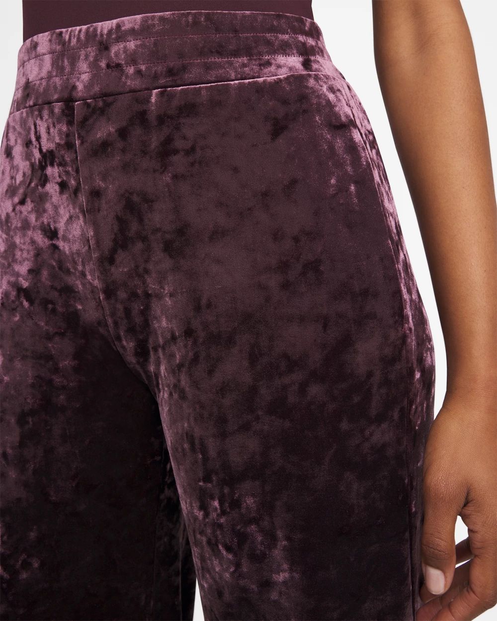Petite Crushed Velvet Wide-Leg Pants