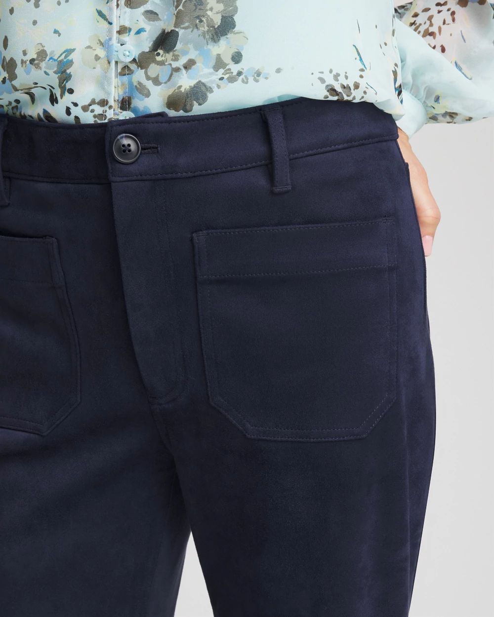 Faux Suede Bootcut Ankle Pants click to view larger image.