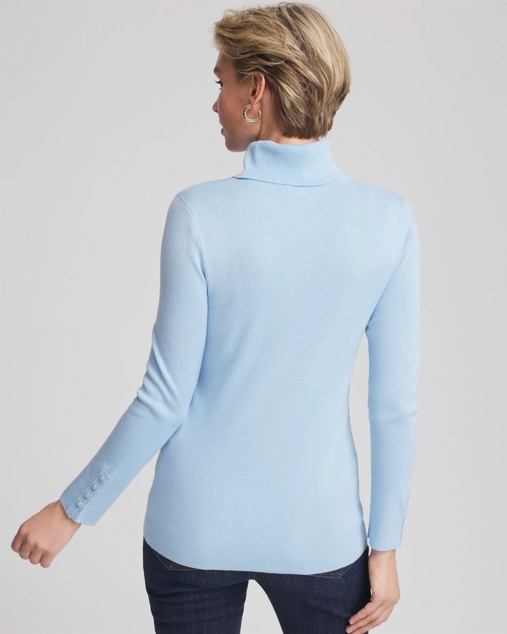 Ella Button Cuff Turtleneck Sweater