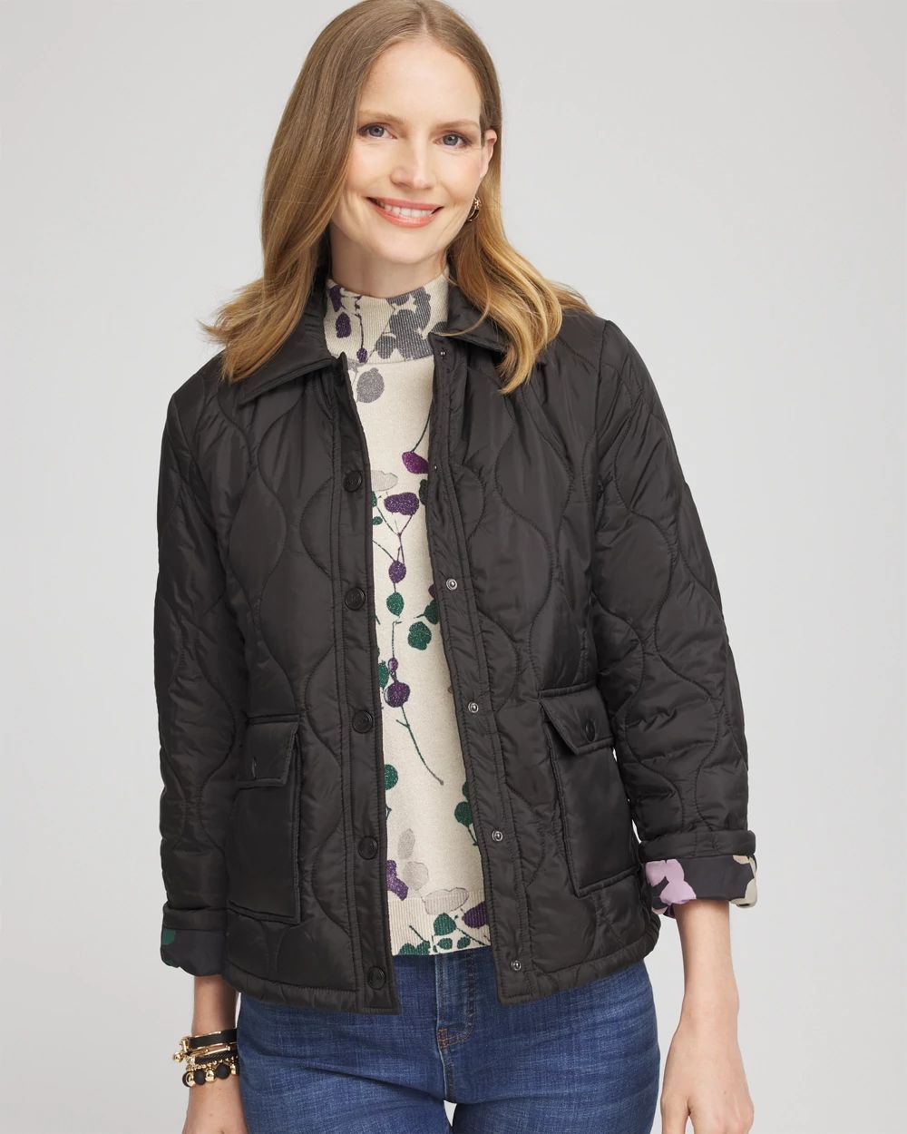 Faux Nylon Quilted Jacket