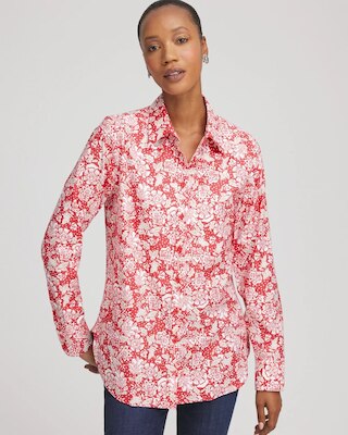 No Iron™ Long-Sleeved Folklore-Floral Shirt