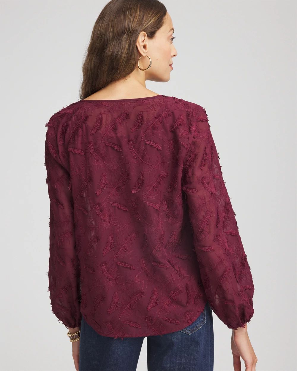 Feathered Pullover Peasant Blouse click to view larger image.