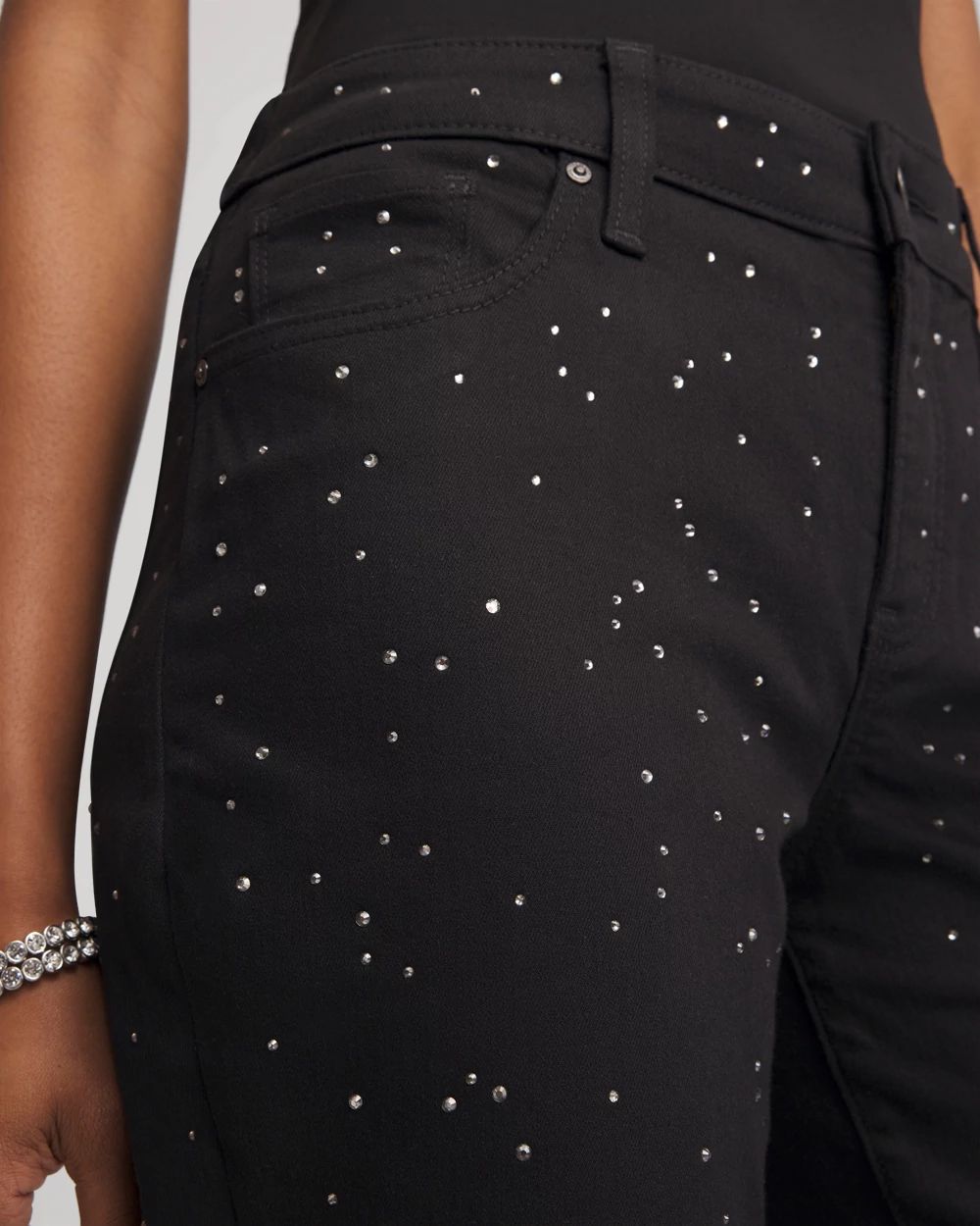 Petite Stone Embellished Girlfriend Slim Ankle Jeans