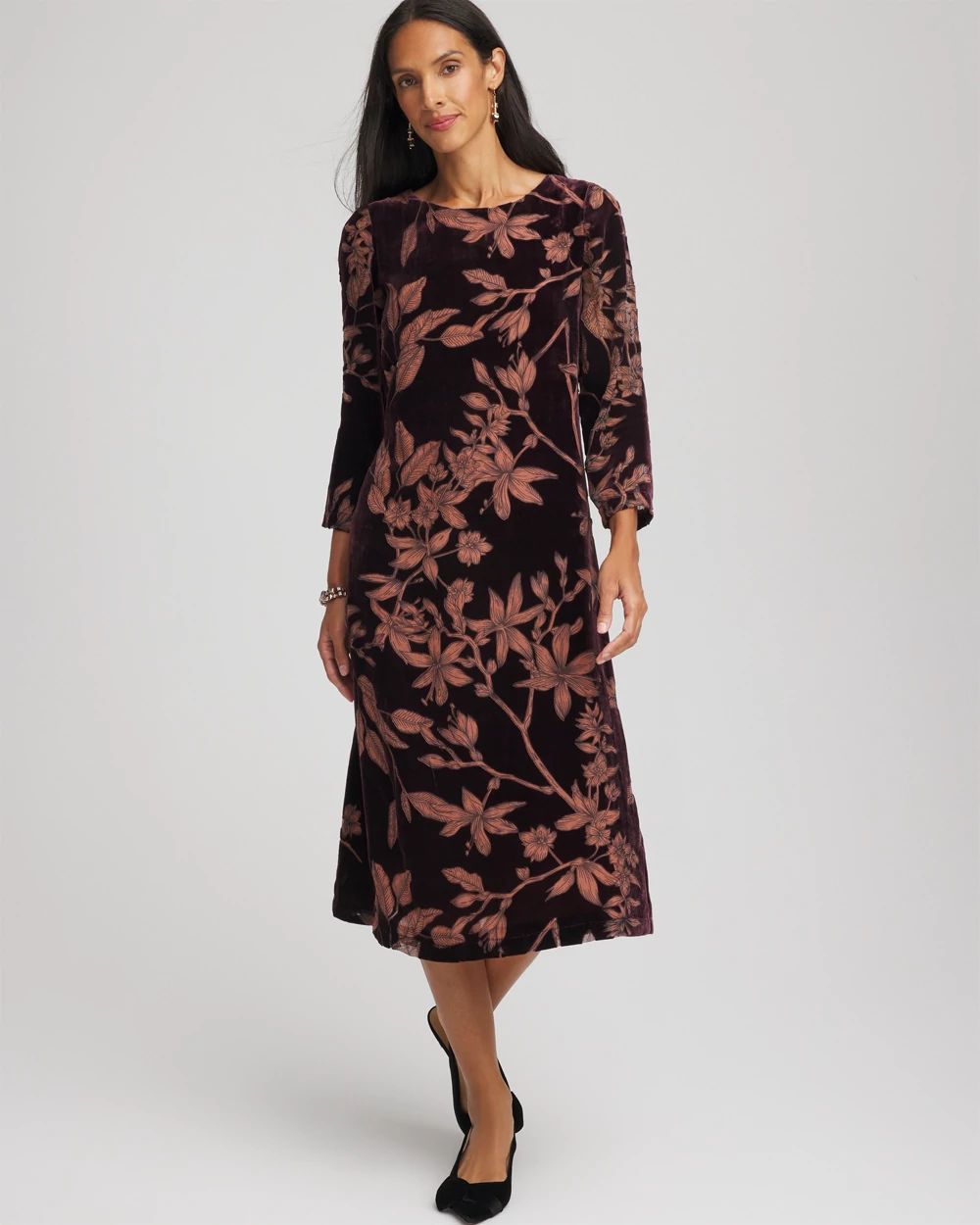 Burnout Velvet Midi Dress