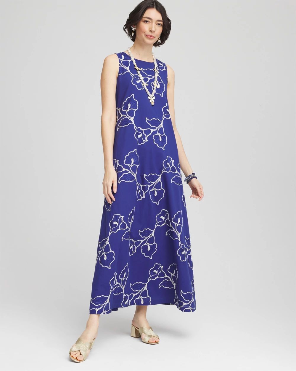 Embroidered Sleeveless Maxi Dress