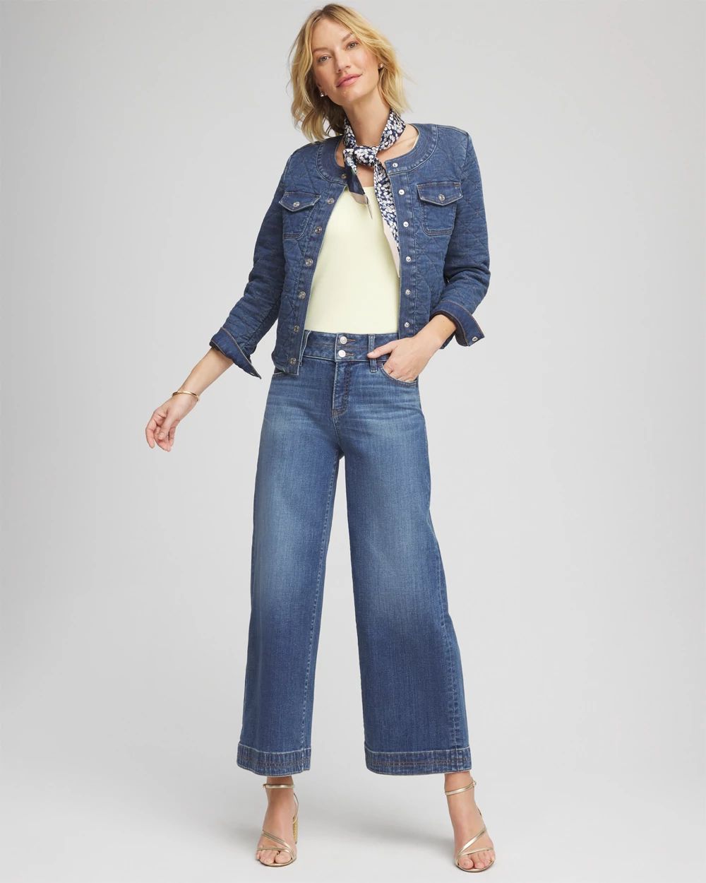 Double Stitch Wide-Leg Cropped Pants