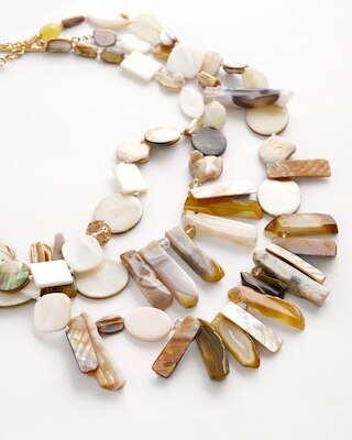 Chico's Originals Shell & Quartz Stone Bib Necklace