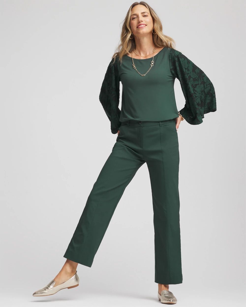 Petite Bi-Stretch Straight Ankle Pants click to view larger image.