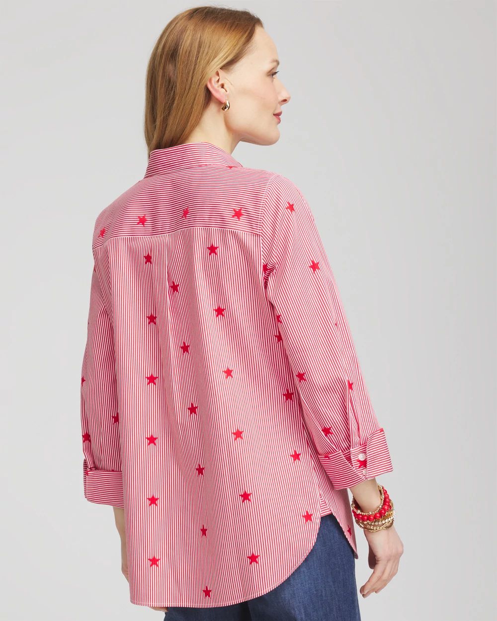 No Iron™ Stars & Stripes  Sateen Shirt click to view larger image.