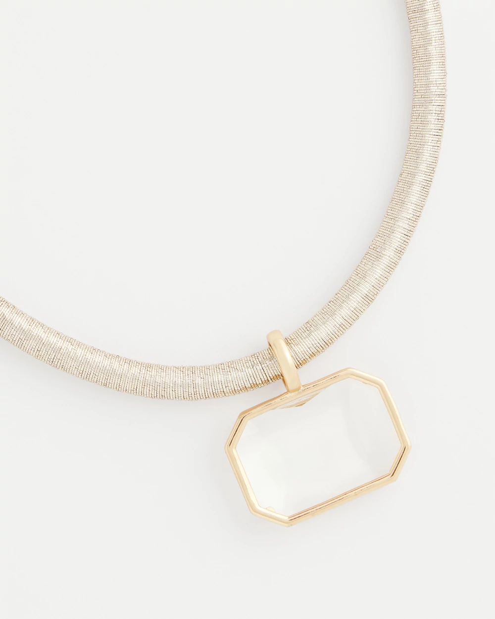 Goldtone Glass Gem Pendant Cord Necklace click to view larger image.