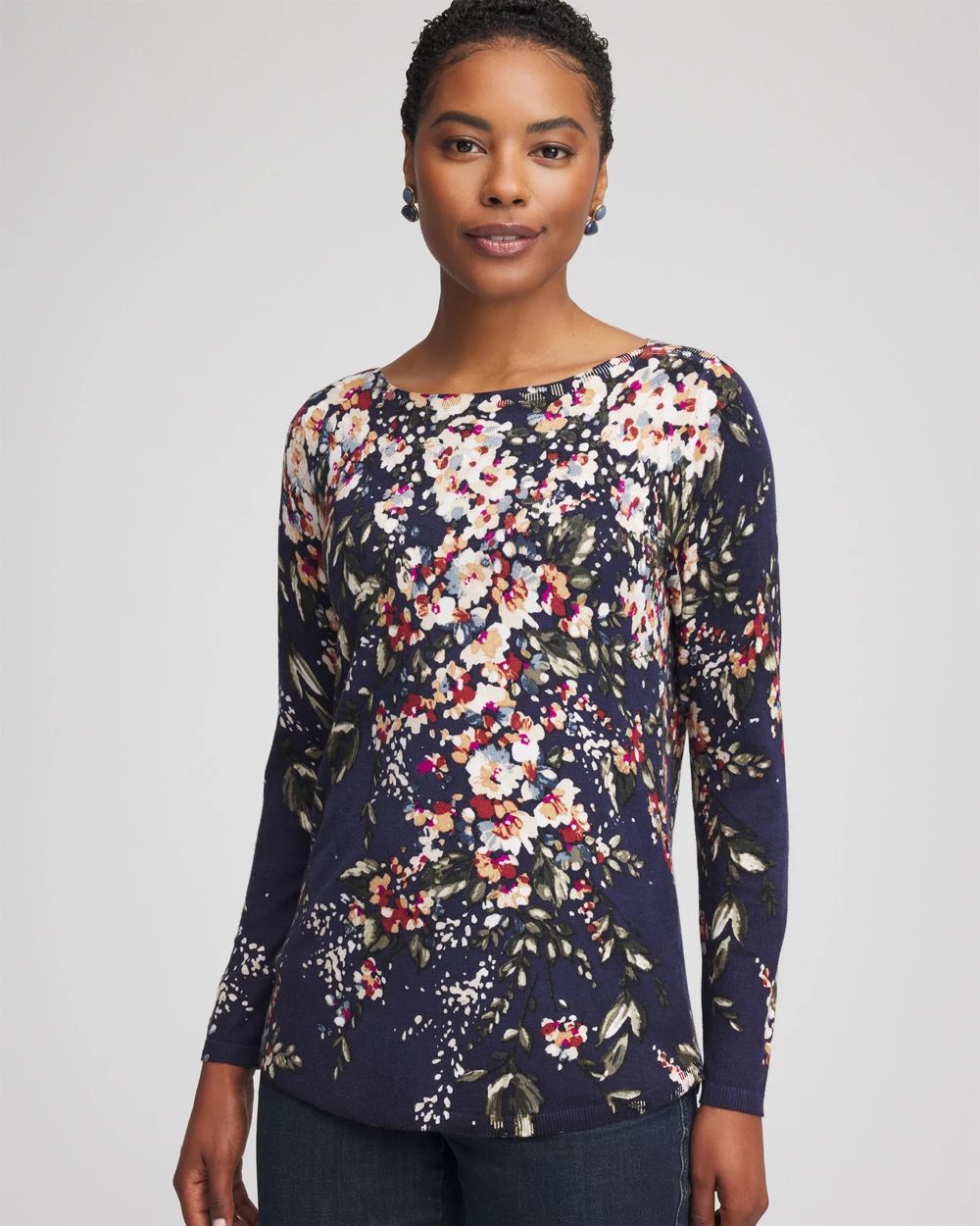 Ella Floral Bateau Pullover Sweater