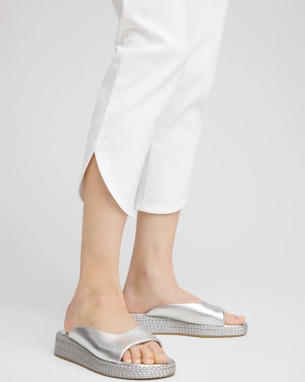 No Stain Pull-On Dolphin-Hem Capri Jeans click to view larger image.