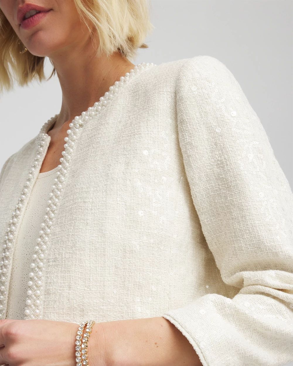 Pearl Trim Tweed Jacket click to view larger image.