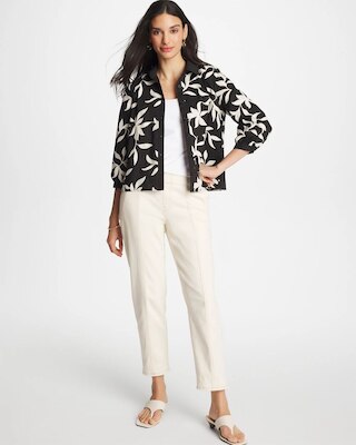 Embroidered Cropped Collared Shirt click to view larger image.