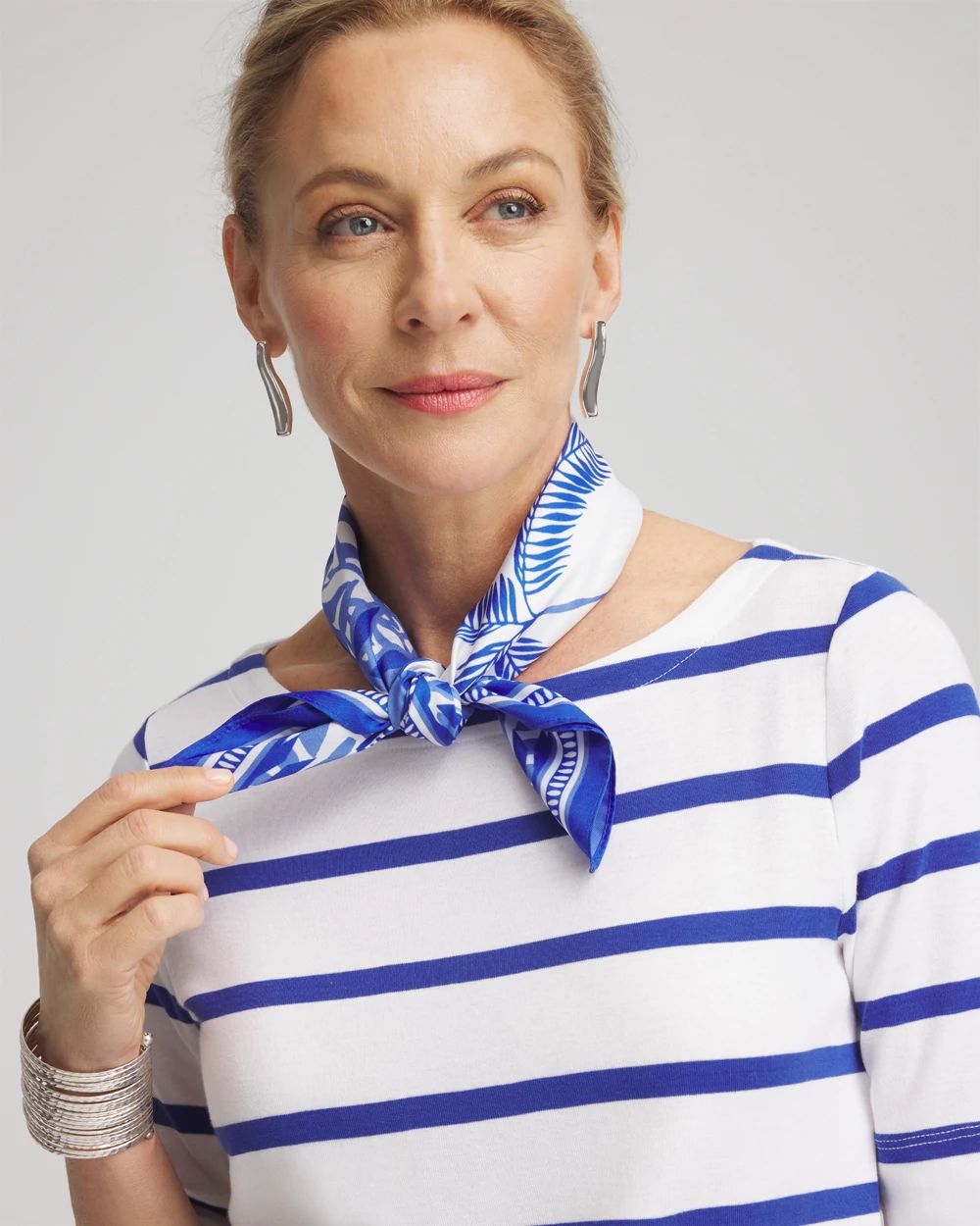 Reversible Palm Tree Print Square Neckerchief