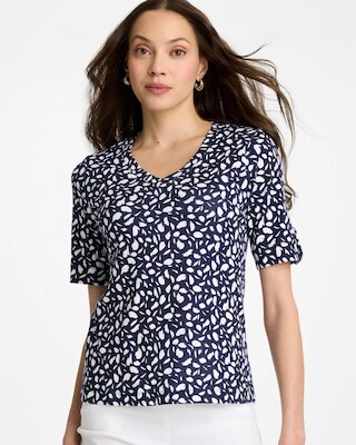 Printed Pima V-Neck Tee