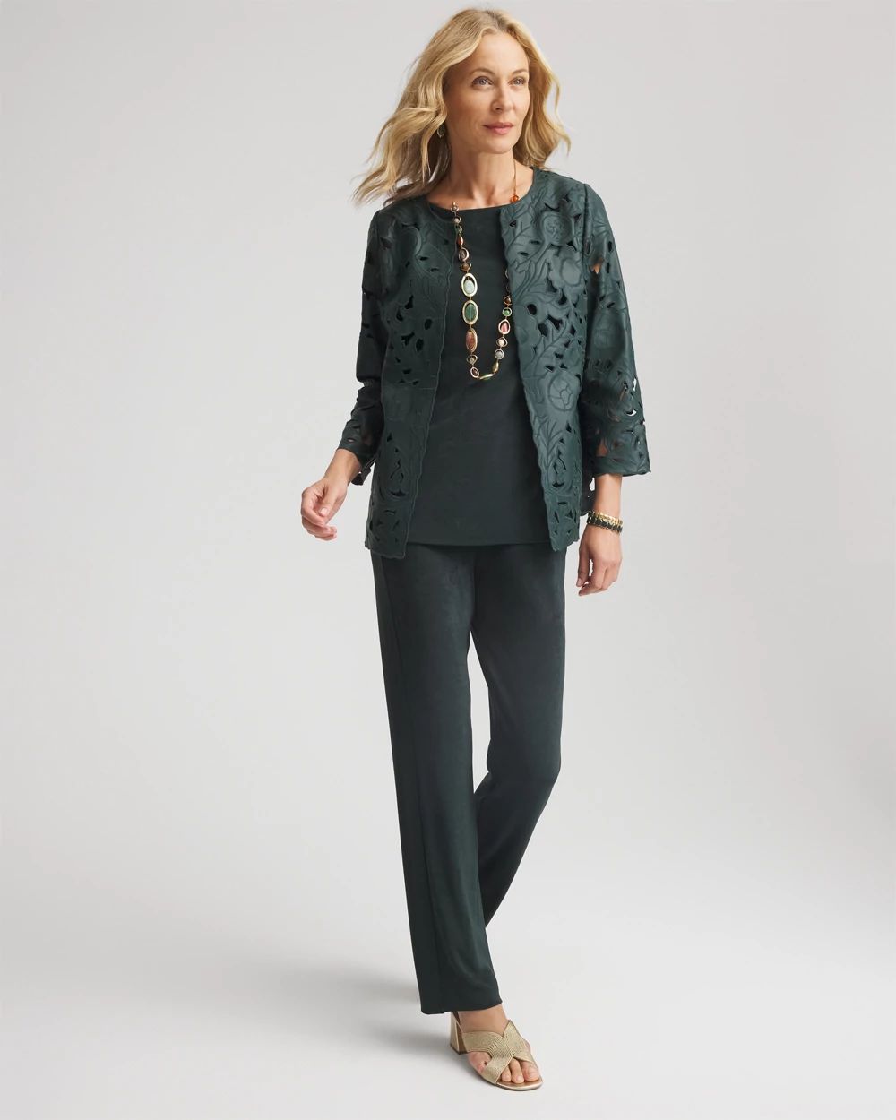 Travelers™ Collection Faux Leather Floral Jacket click to view larger image.