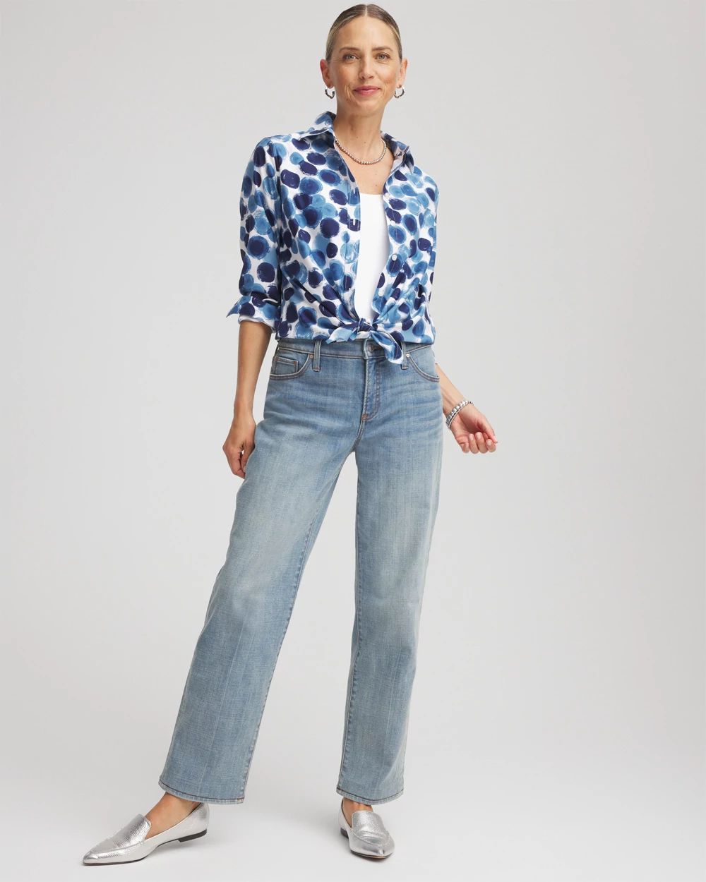 No Iron™ Printed Sateen Shirt click to view larger image.