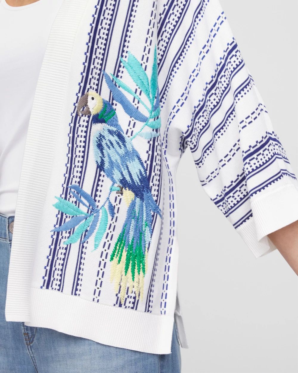 Island Motif Embroidered Cardigan