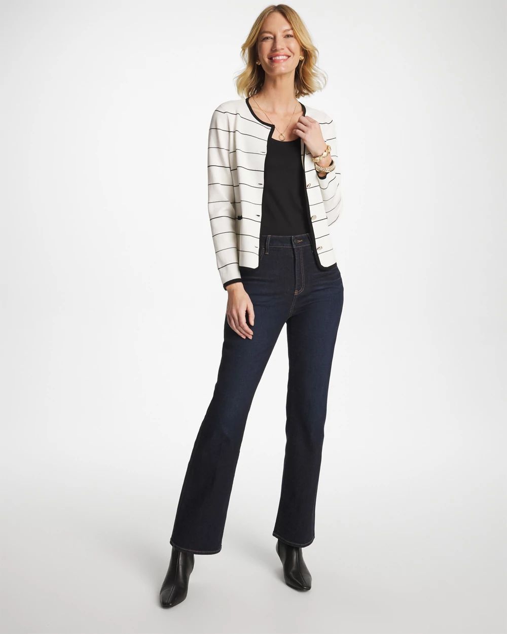 Contrast Tipped Sweater Blazer