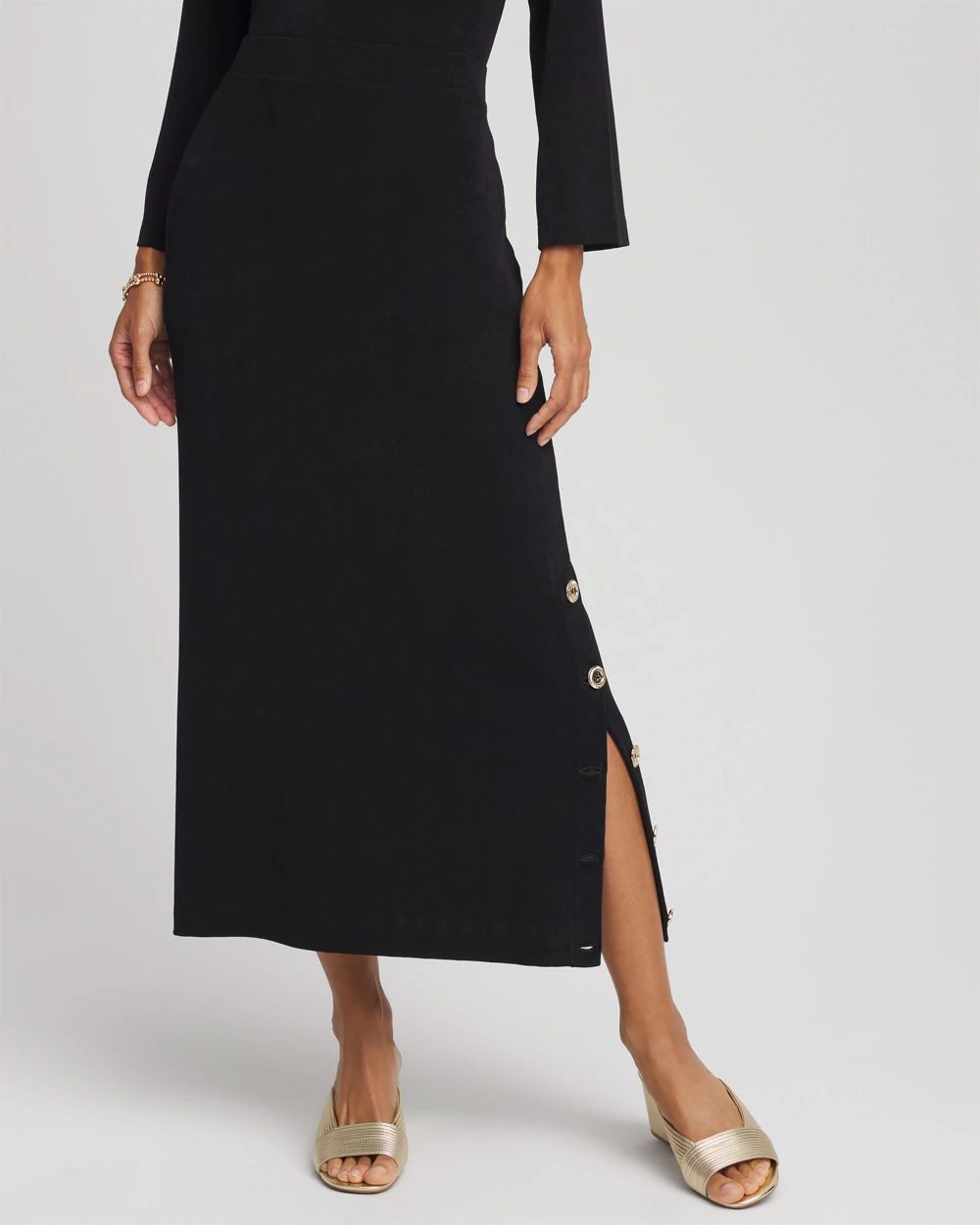 Travelers™ Button Slit Maxi Skirt