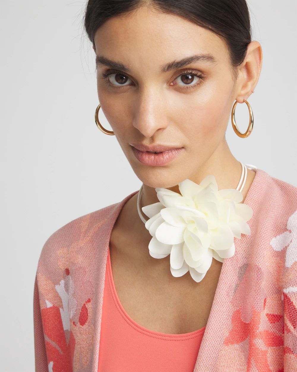 White Flower Tie Choker Necklace