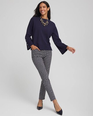 Button Sleeve Crewneck Pullover click to view larger image.