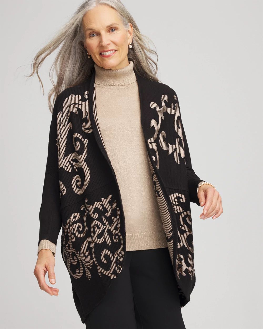 Ottoman Jacquard Cocoon Cardigan