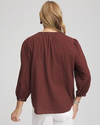 Embroidered Crinkle-Cotton Blouse click to view larger image.