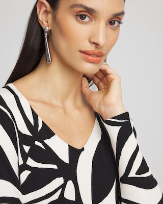 Abstract Print V-Neck Pullover Sweater click to view larger image.