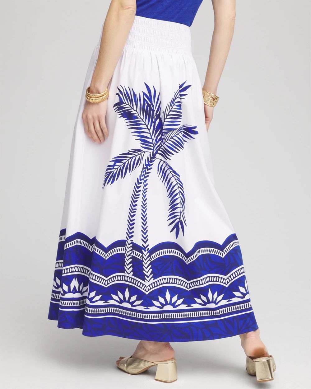 Tropical Smocked Waist Pull-On Skirt click to view larger image.