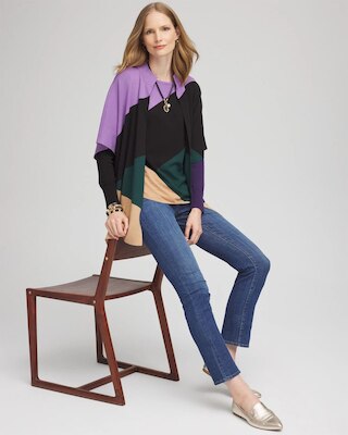 Colorblock Bateau Neck Sweater click to view larger image.