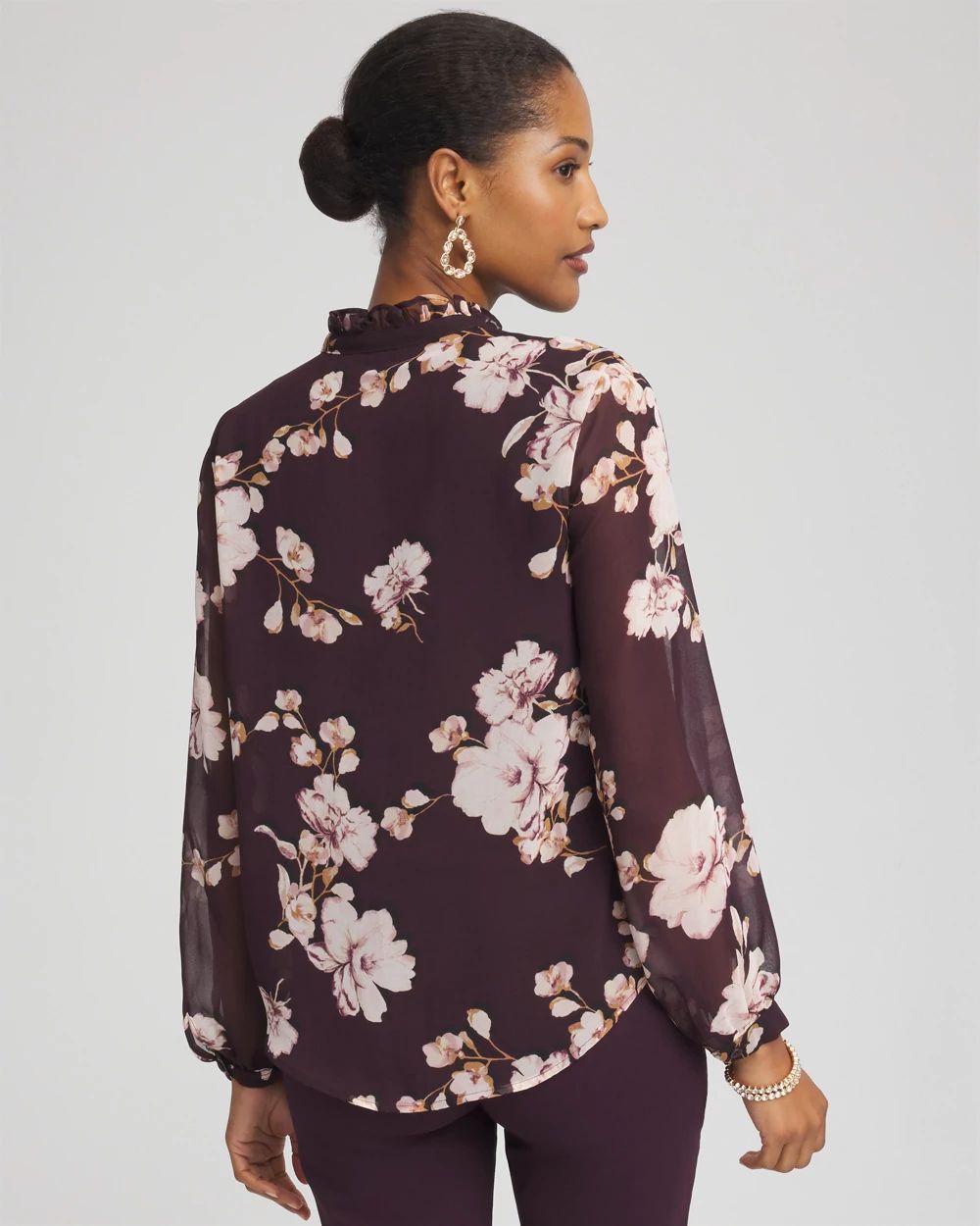 Frosty Floral Ruffleneck Blouse