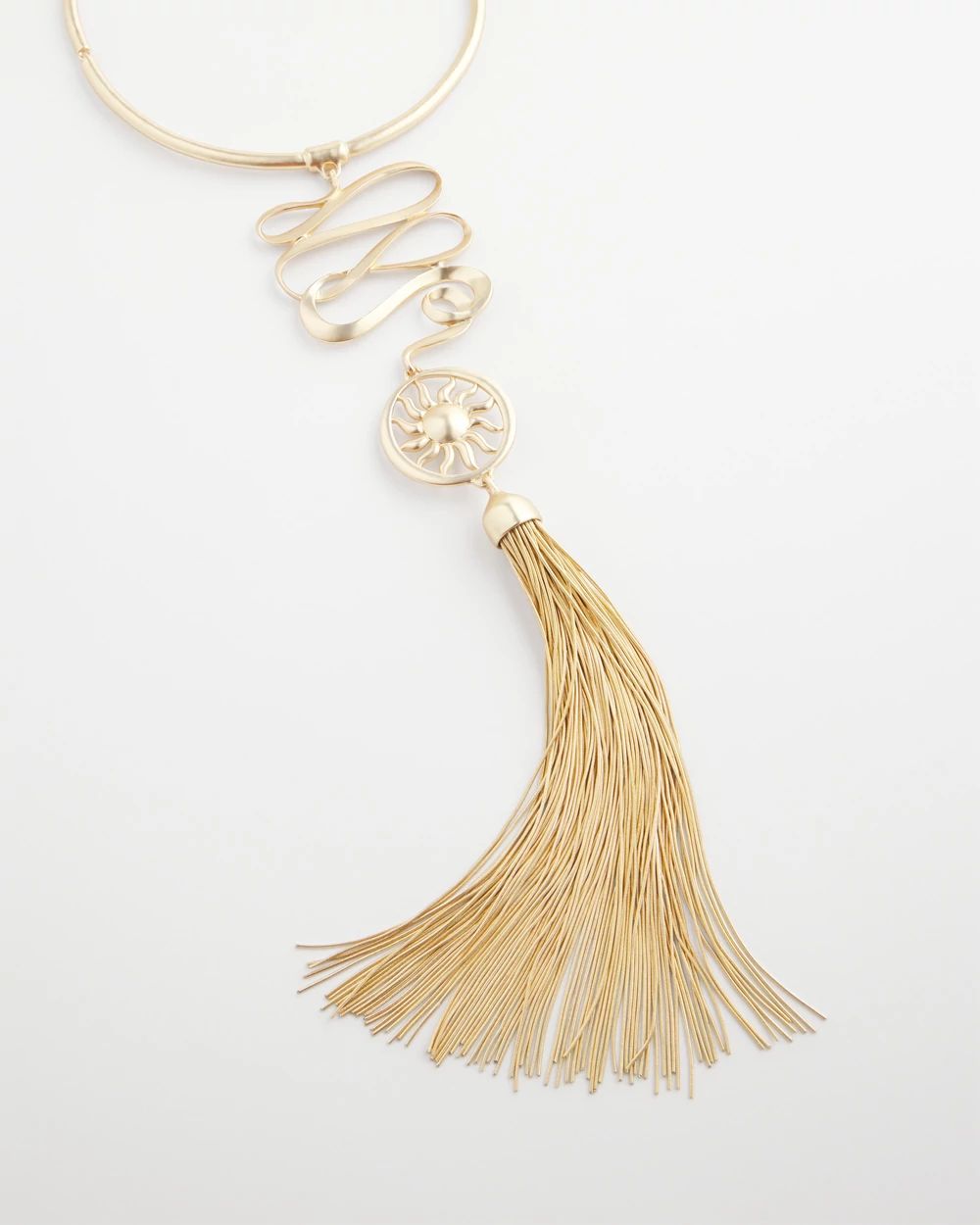 Twisted-Metal Tassel Statement Necklace