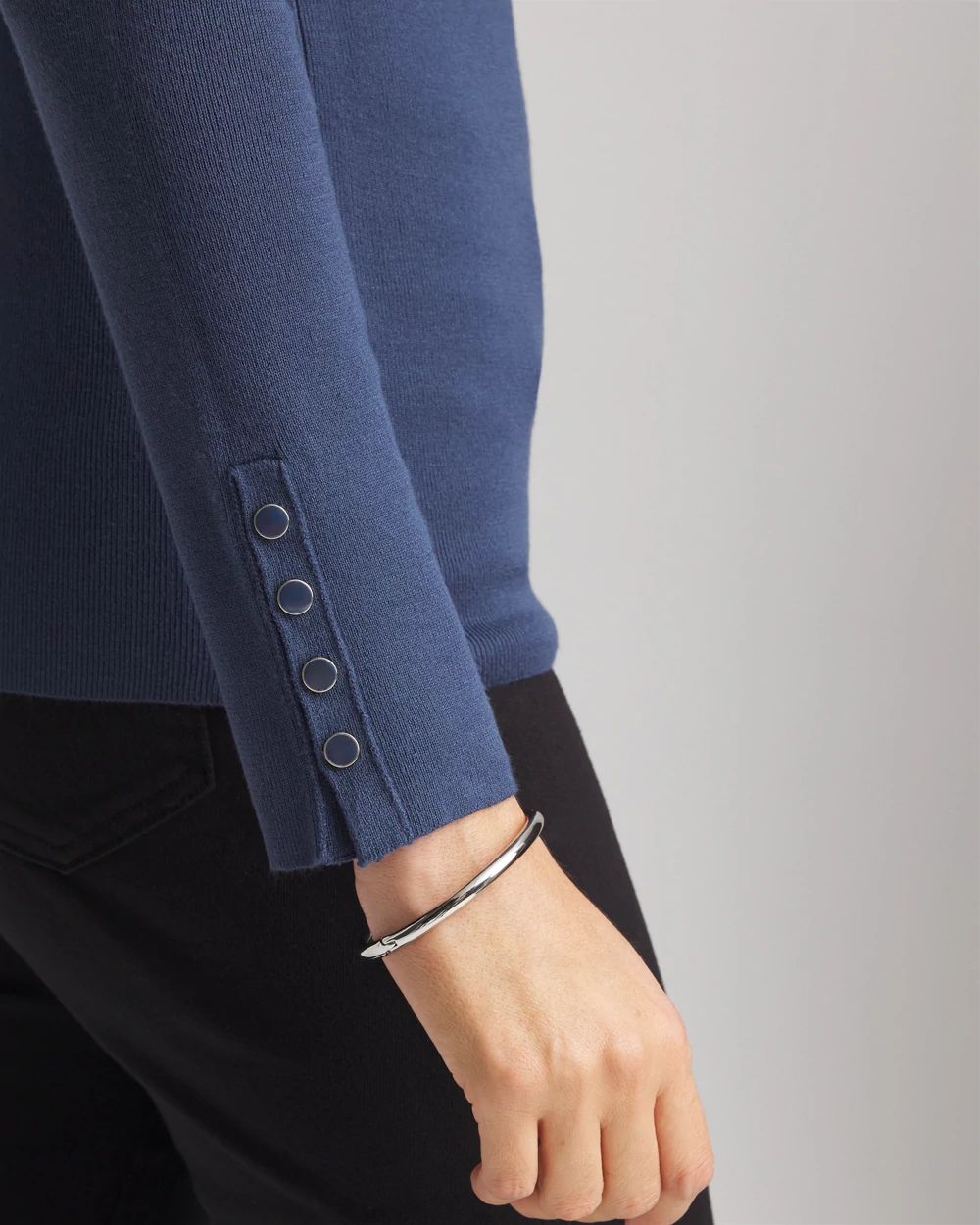 Ella Button Cuff Turtleneck Sweater