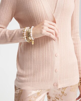 Lurex Ribbed Cardigan click to view larger image.