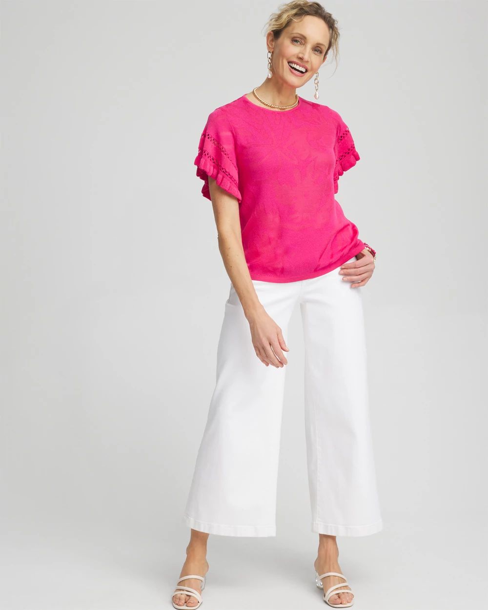 Ruffle Sleeve Pullover Sweater