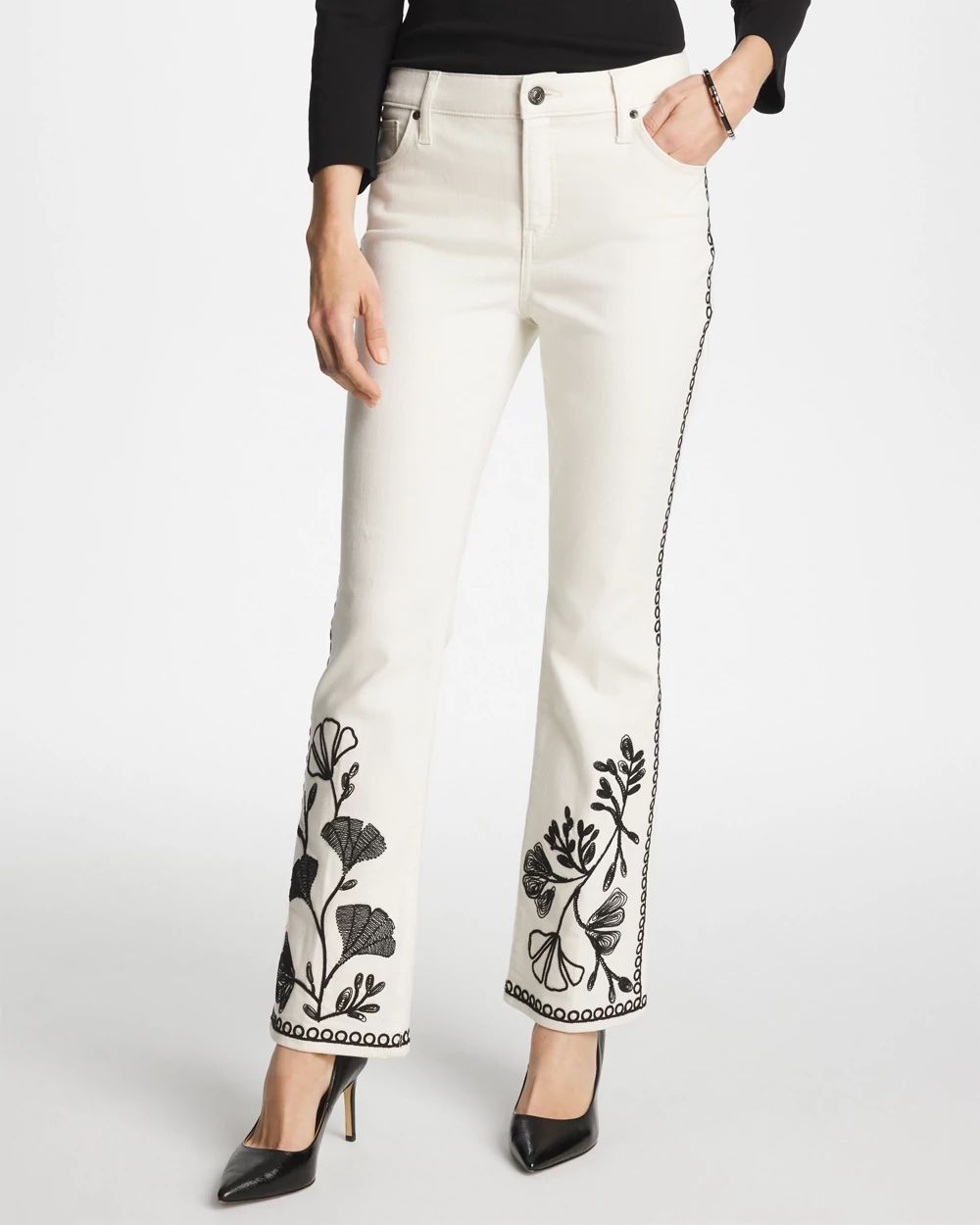 Petite Ginkgo Girlfriend Cropped Flared Jeans