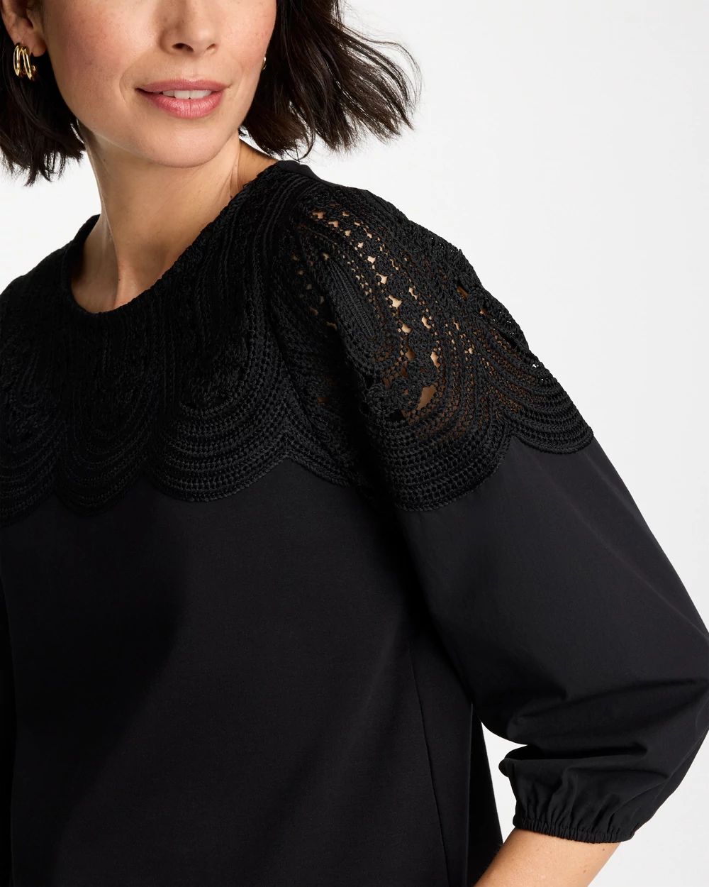 Lace Crochet Sleeve Tee click to view larger image.