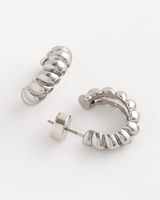 No Droop® Silvertone Twisted Hoop Earrings click to view larger image.