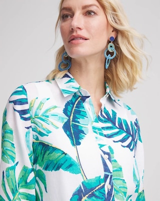 No Iron™ Palm Print Linen Shirt click to view larger image.