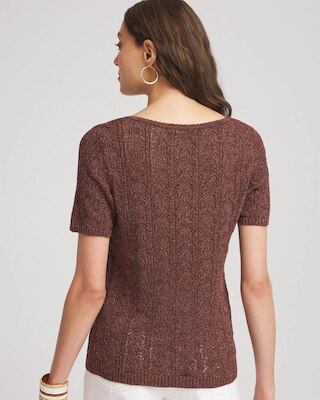 Pointelle Square-Neck Pullover Sweater click to view larger image.