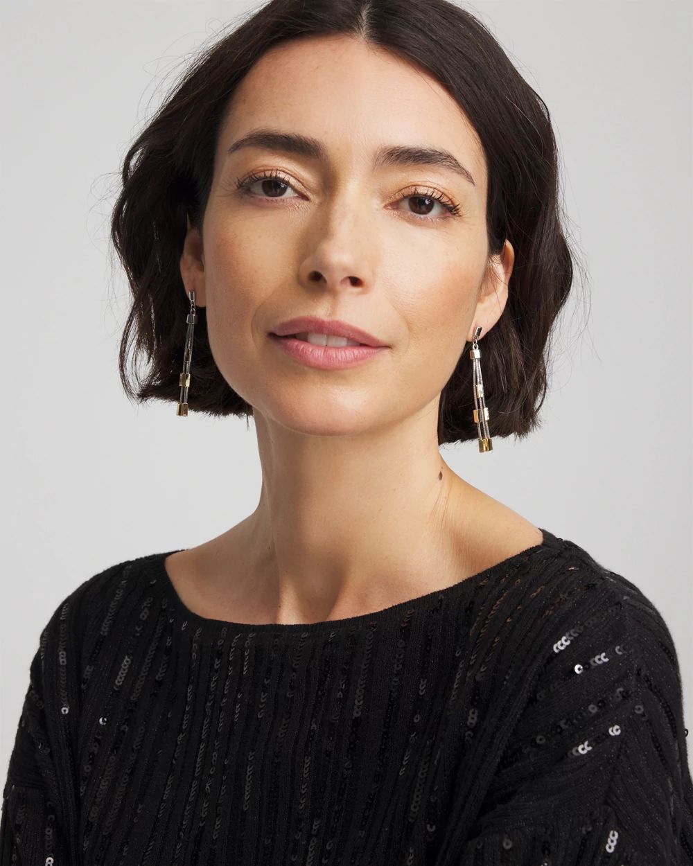 Mixed Metal Linear Earrings