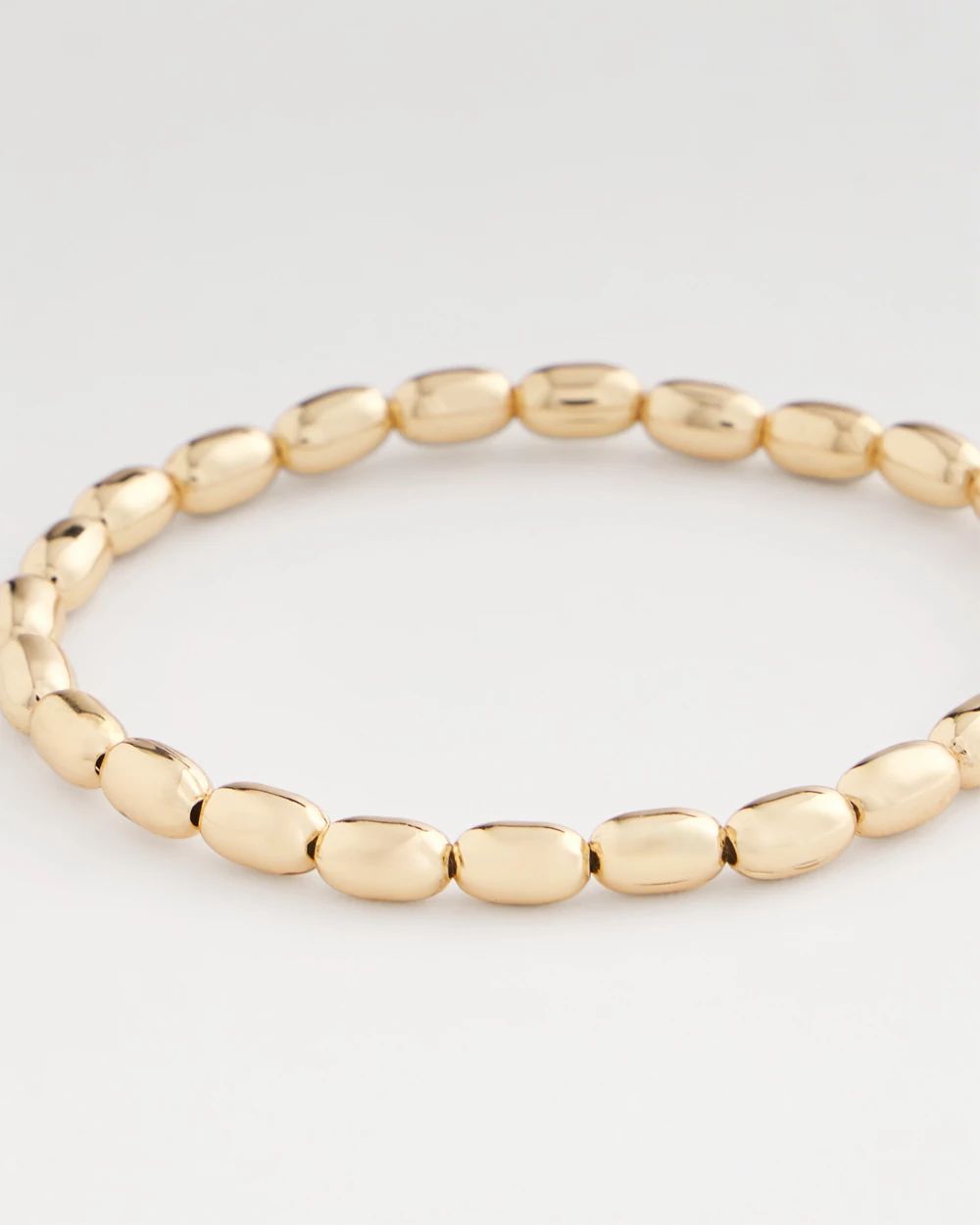 Goldtone Oval Beaded Stretch Bracelet click to view larger image.