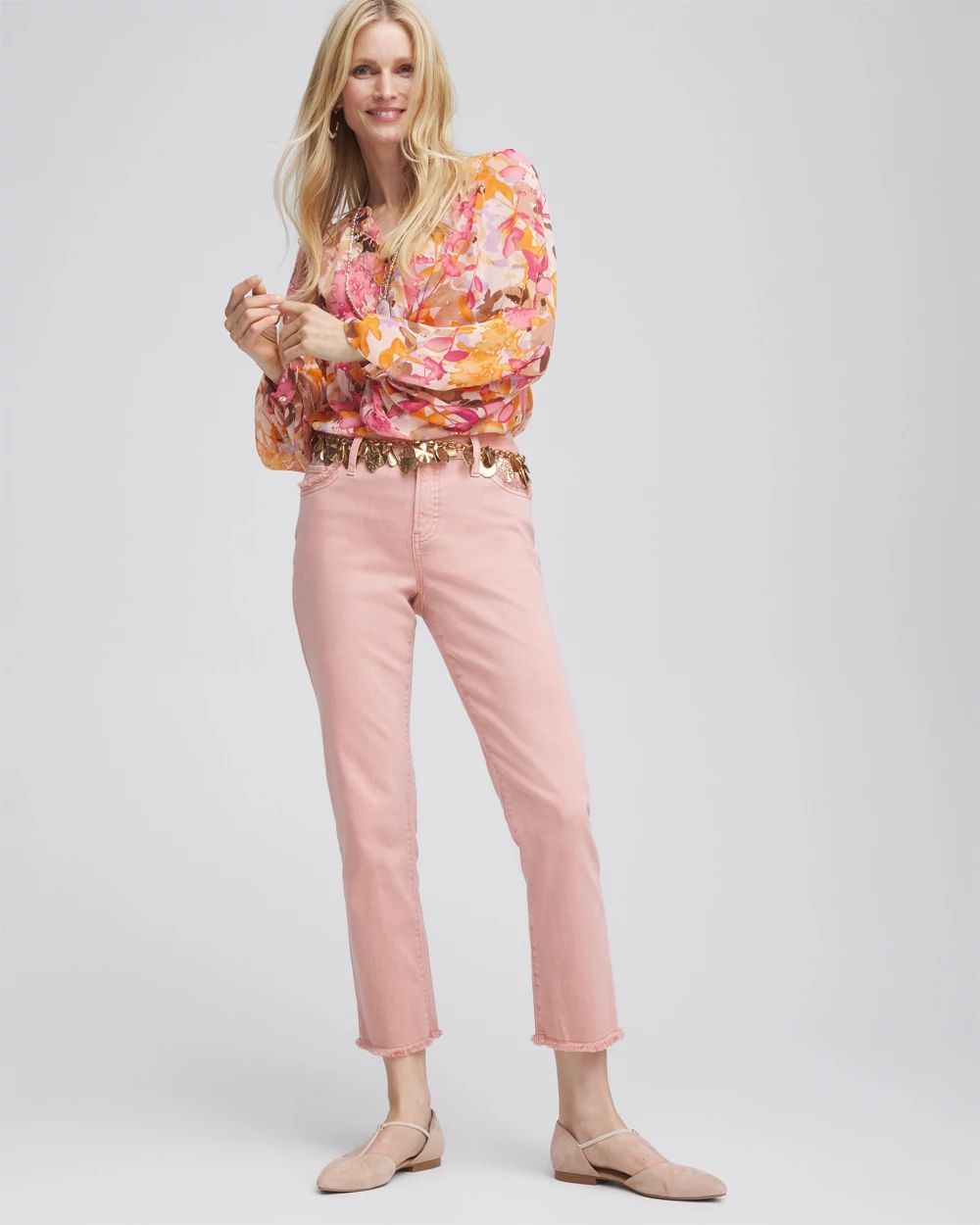 Girlfriend Frayed Cropped Jeans