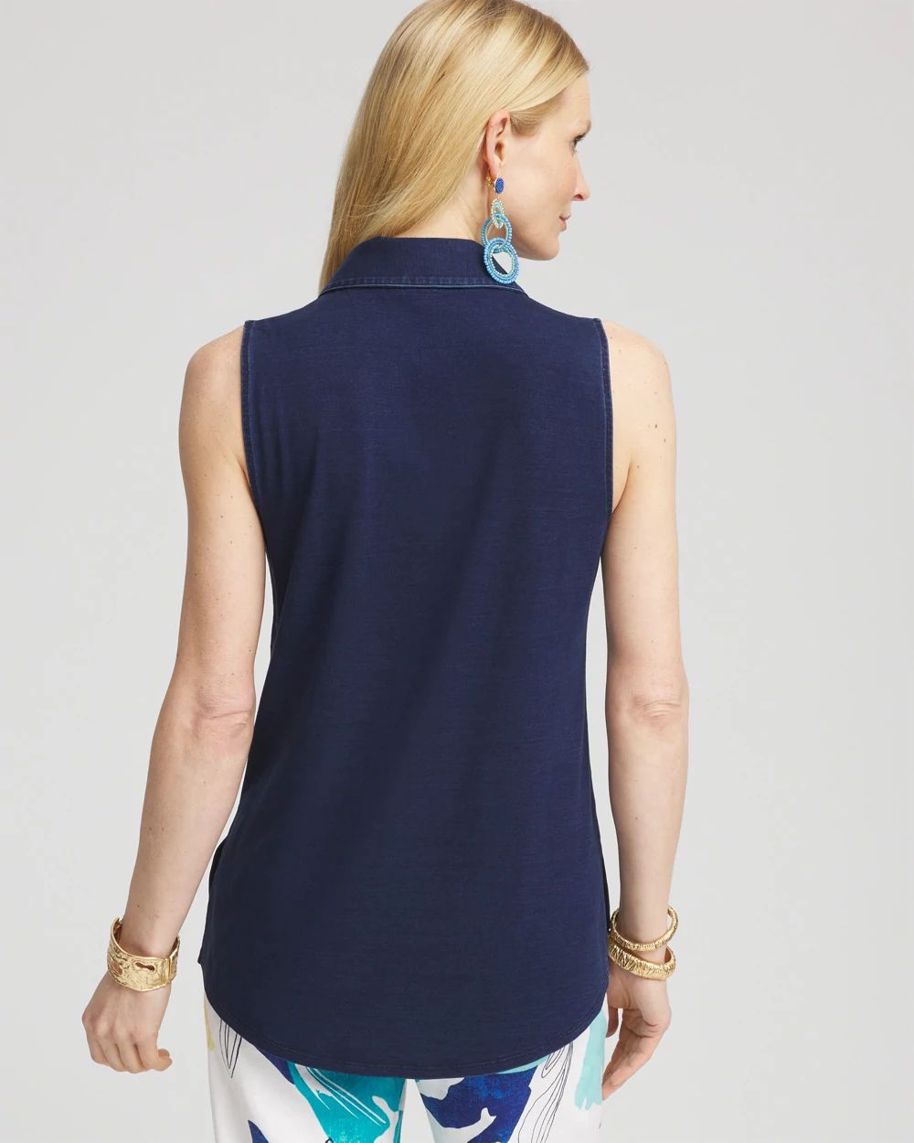 Denim Sleeveless Collared Tunic